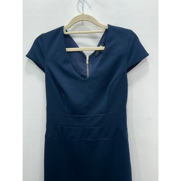 Slate and Willow Womens Sheath Dress Cap Sleeve Back Zip Career Navy Blue Size 6 - Picture 3 of 8